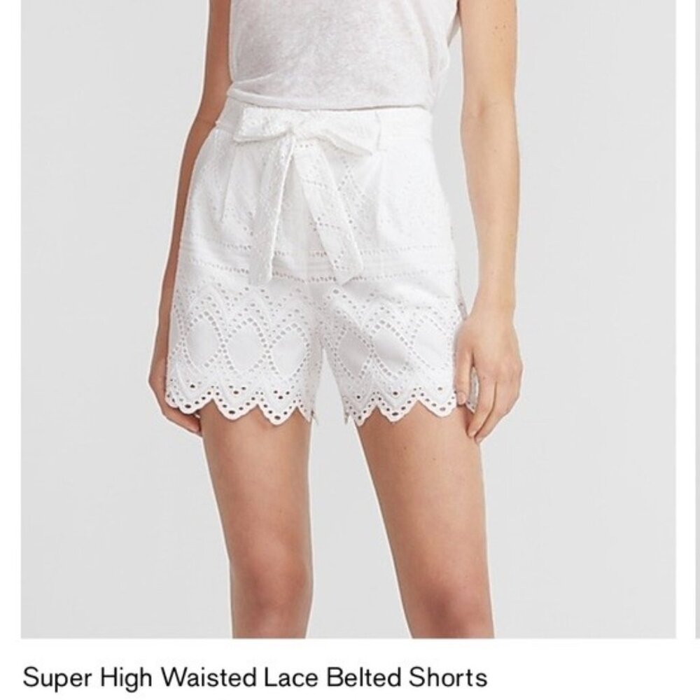 NWOT Express Super High Waisted Lace Belt Shorts size 00